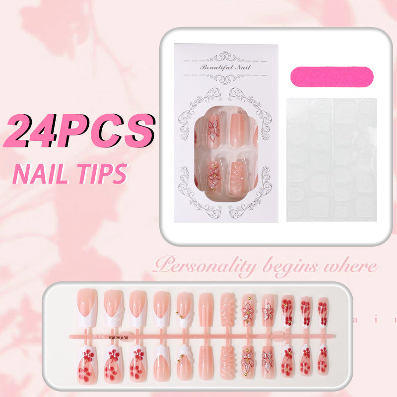 Floral Patterned Press-On Nail Tips Set Kalsten
