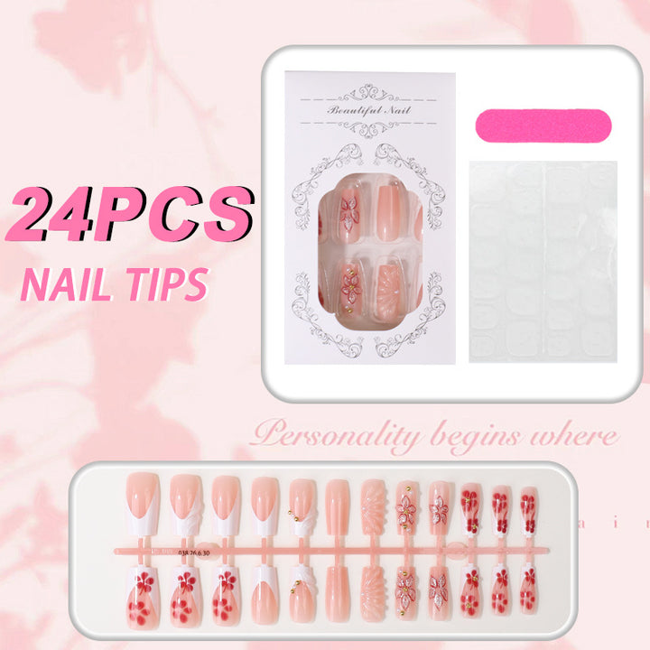 Floral Patterned Press-On Nail Tips Set Kalsten