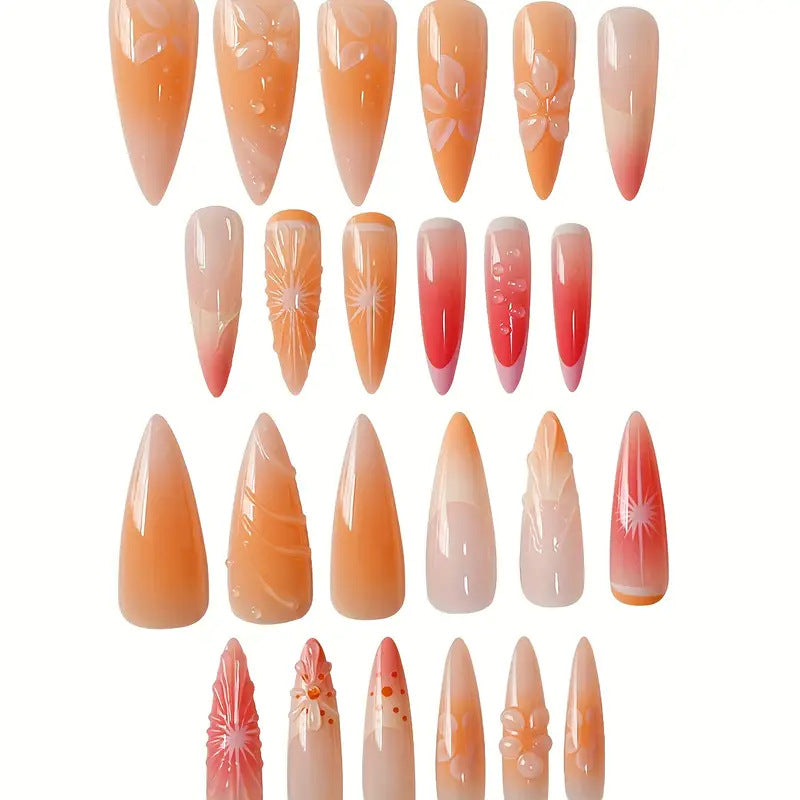 Artistic 3D Floral Press-On Nail Art Kalsten