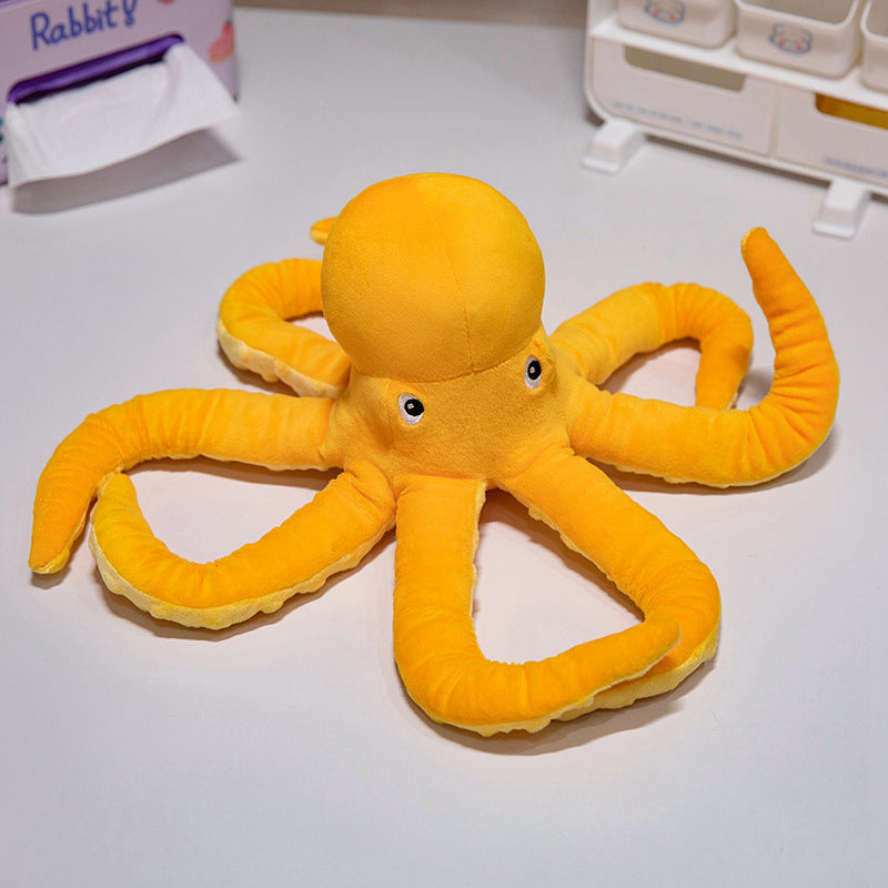 Soft-Octopus Floor Cuddle Pillow with Curled Tentacles and Weighted Huggable Core Kalsten