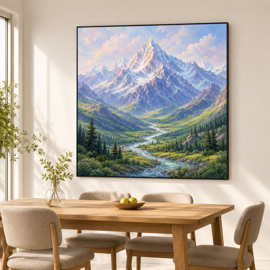 Framed Mountain Landscape Canvas Art