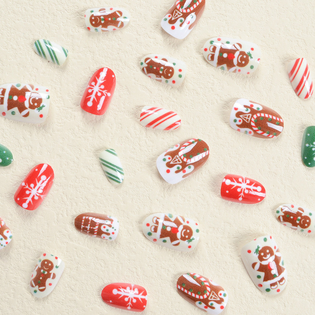 Artificial nail set with festive cookie design Kalsten