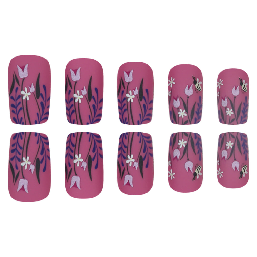 Floral-Design Matte Press-On Nails Kalsten
