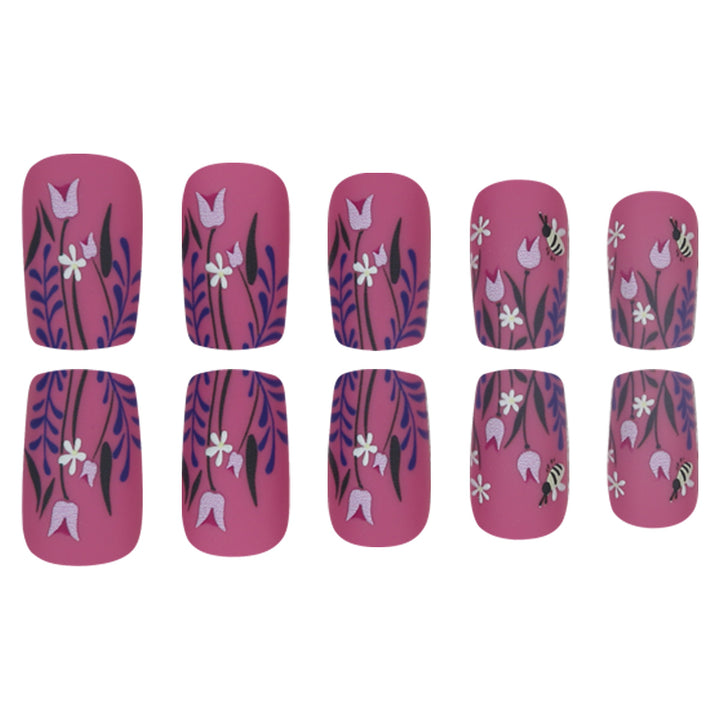 Floral-Design Matte Press-On Nails Kalsten