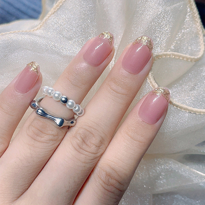 Elegant Gold-Tipped Press-On Nails Kalsten