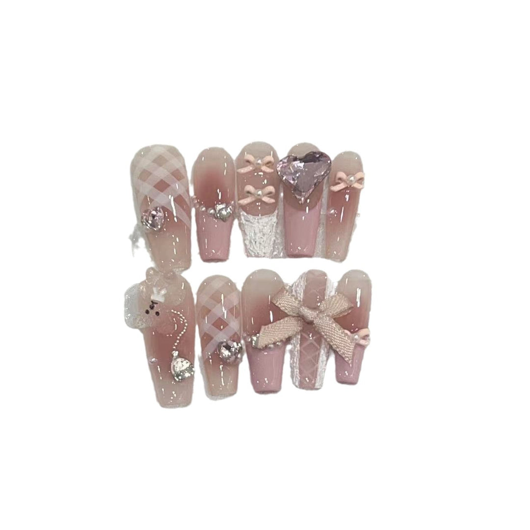Artisan Floral Embellished Press-On Nail Set Kalsten