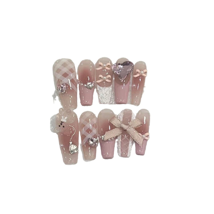 Artisan Floral Embellished Press-On Nail Set Kalsten