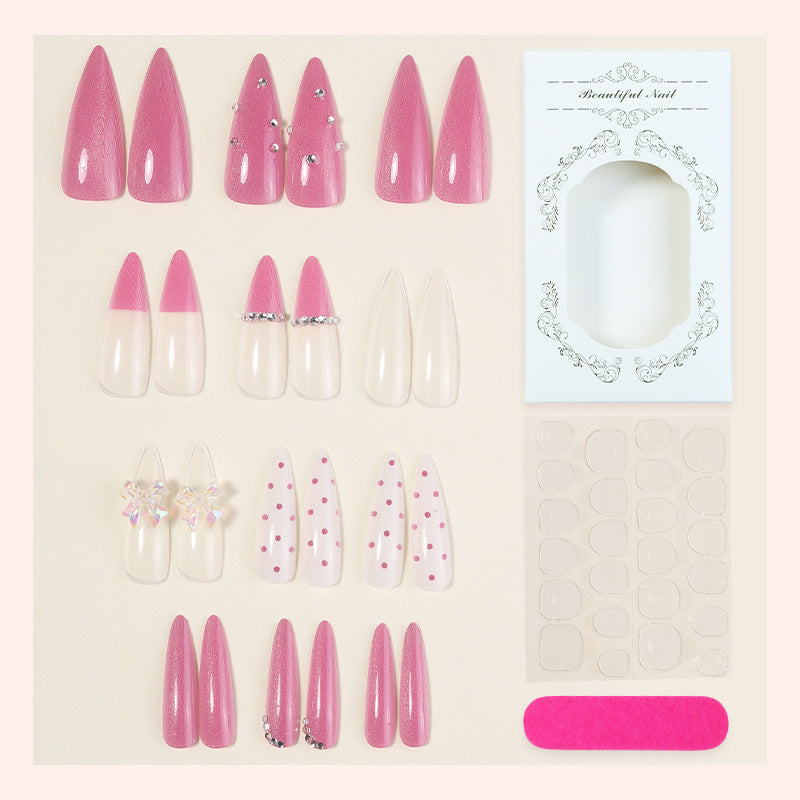 Decorative Press-On Nail Art Set with Glitter and Rhinestone Accents kalsten