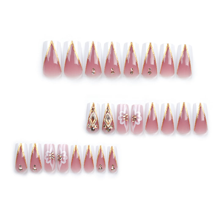 Artistic nail extensions with floral and glitter accents Kalsten
