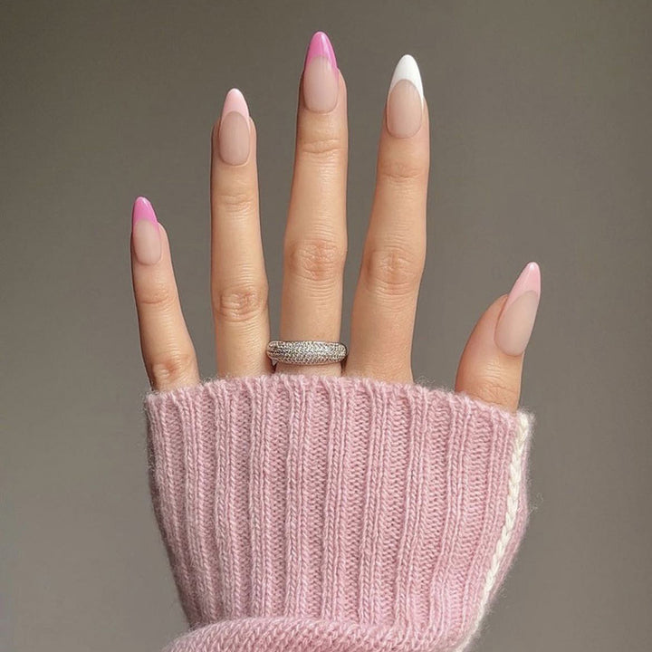 Elegant Stiletto Press-On Nails with Unique French Tips Kalsten