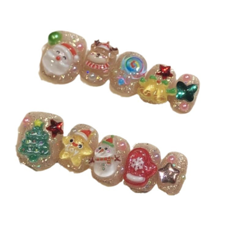 Festive Character-Themed Press-On Nail Art Set Kalsten
