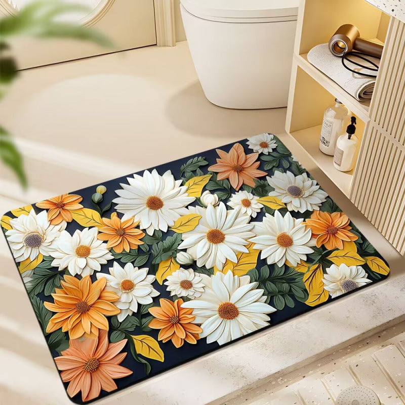 Floral-Themed Plush Bath Mat