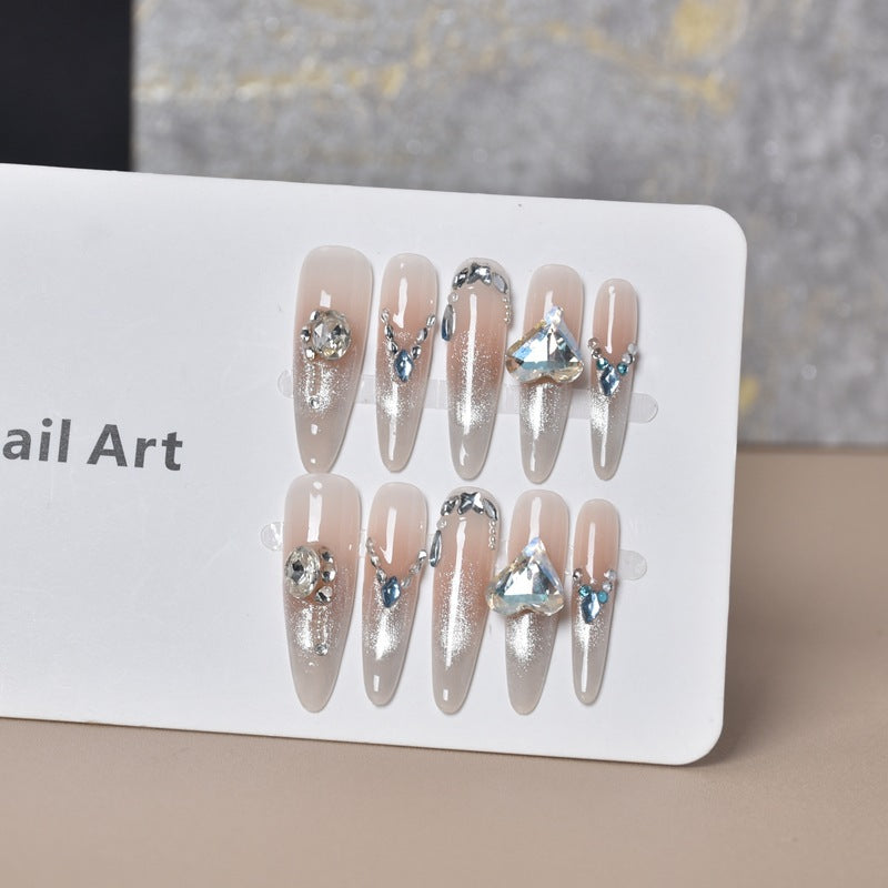 Elegant Crystal-Accented Press-On Nail Extensions Kalsten