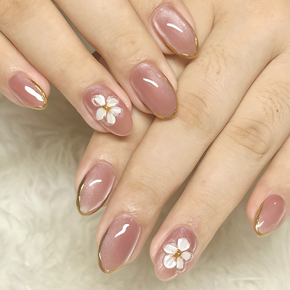 Floral Embellished Gel Nail Art Kalsten