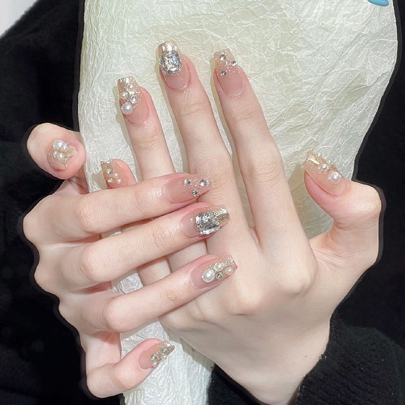 Artificial nail set with elegant pearl and glitter design Kalsten