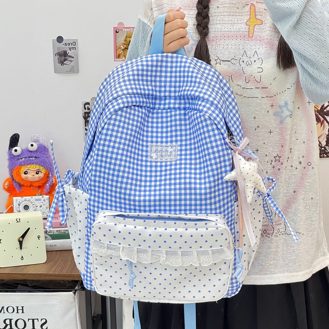 Cute Checked Pattern Backpack Kalsten