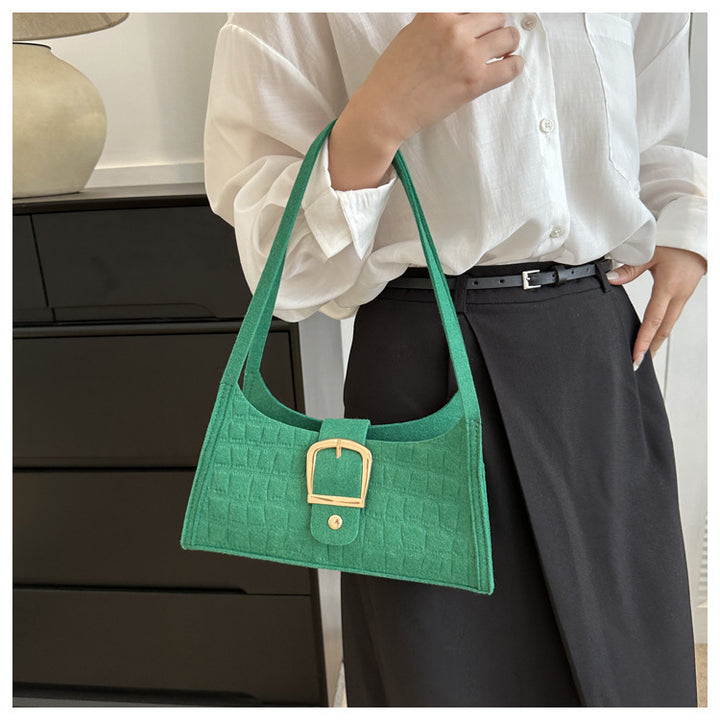 Crocodile-Patterned Handbag with Buckle Detail