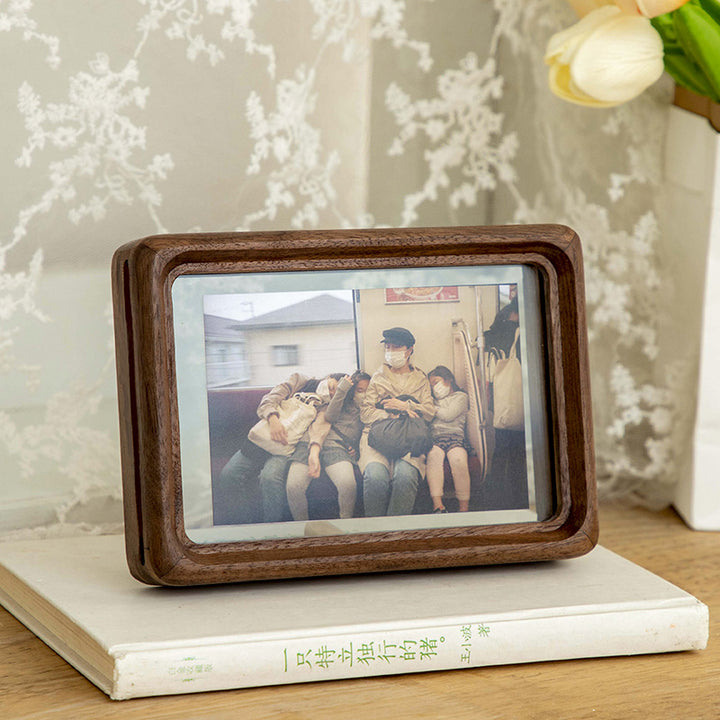 Vintage Glass and Wood Photo Frame