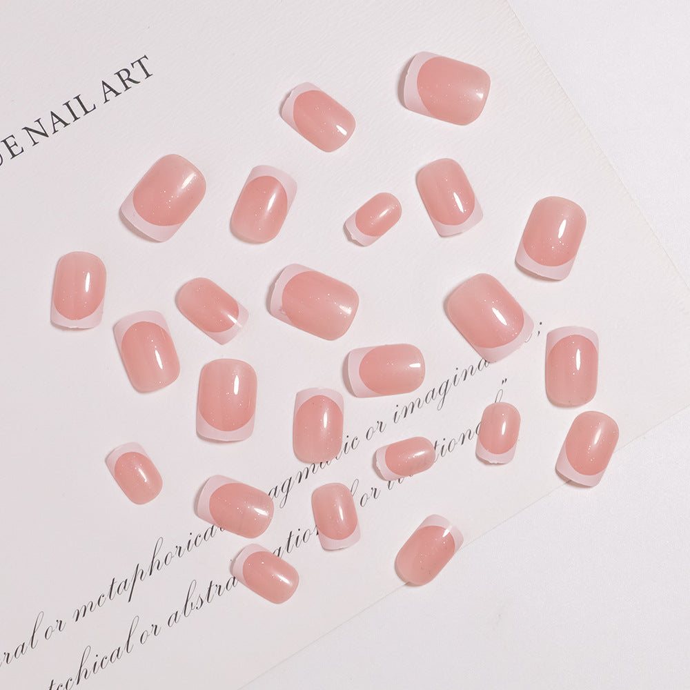 Glossy French Tip Press-On Nails Set Kalsten