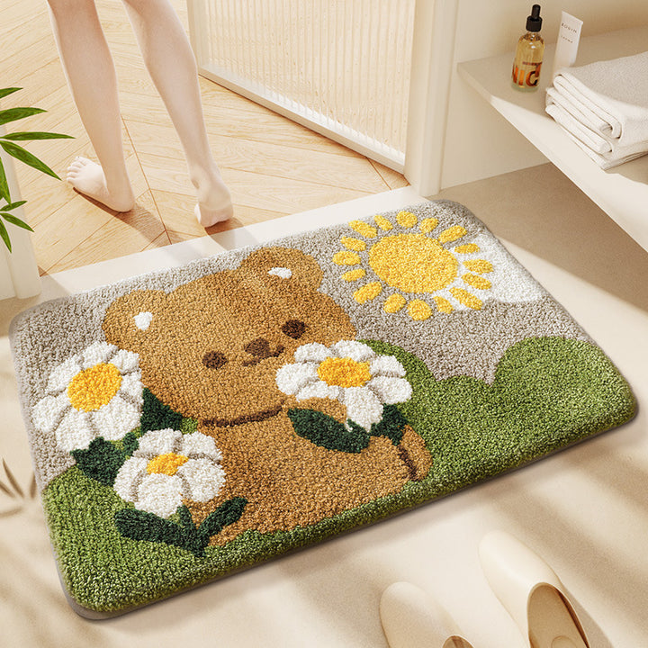 Playful Puppy-Themed Plush Bath Mat