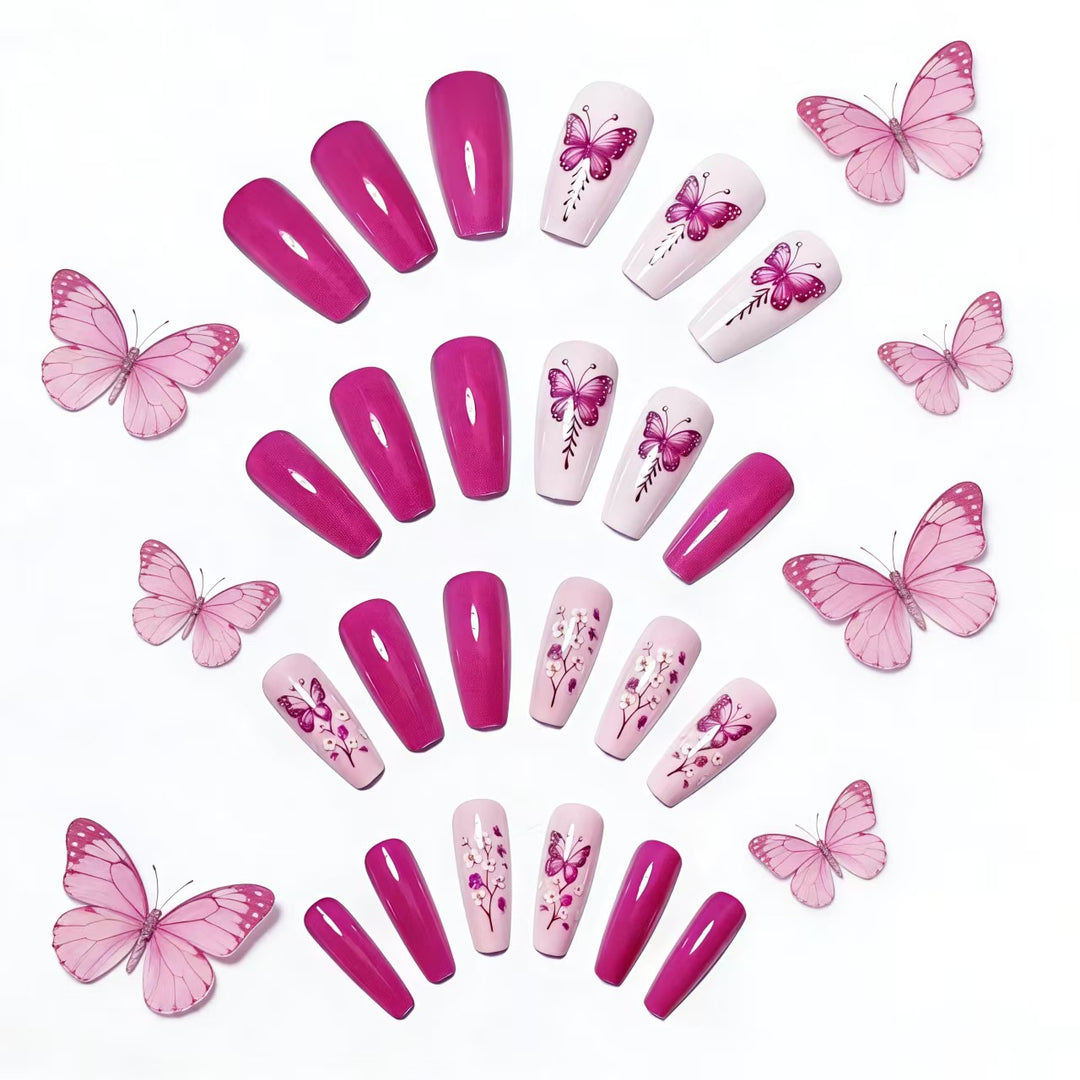 Glittering artificial nails with butterfly motif Kalsten