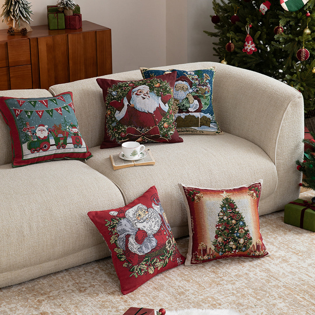 Christmas tapestry cushion cover with Santa motif and tapestry-like weave structure Kalsten