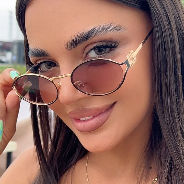 Women's Oval Sunglasses with Elegant Metal Frame and Fashionable Design Kalsten