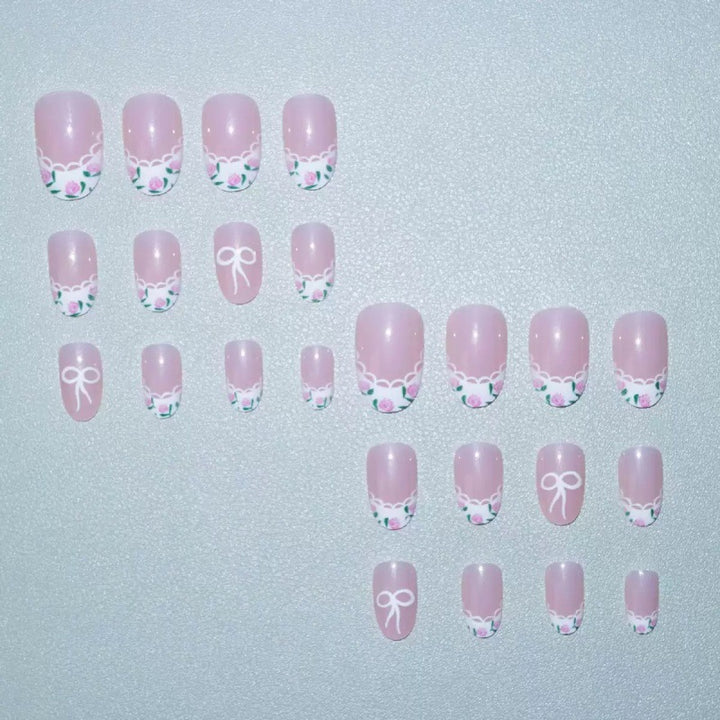 Artificial Nail Set with Elegant Bow Design Kalsten