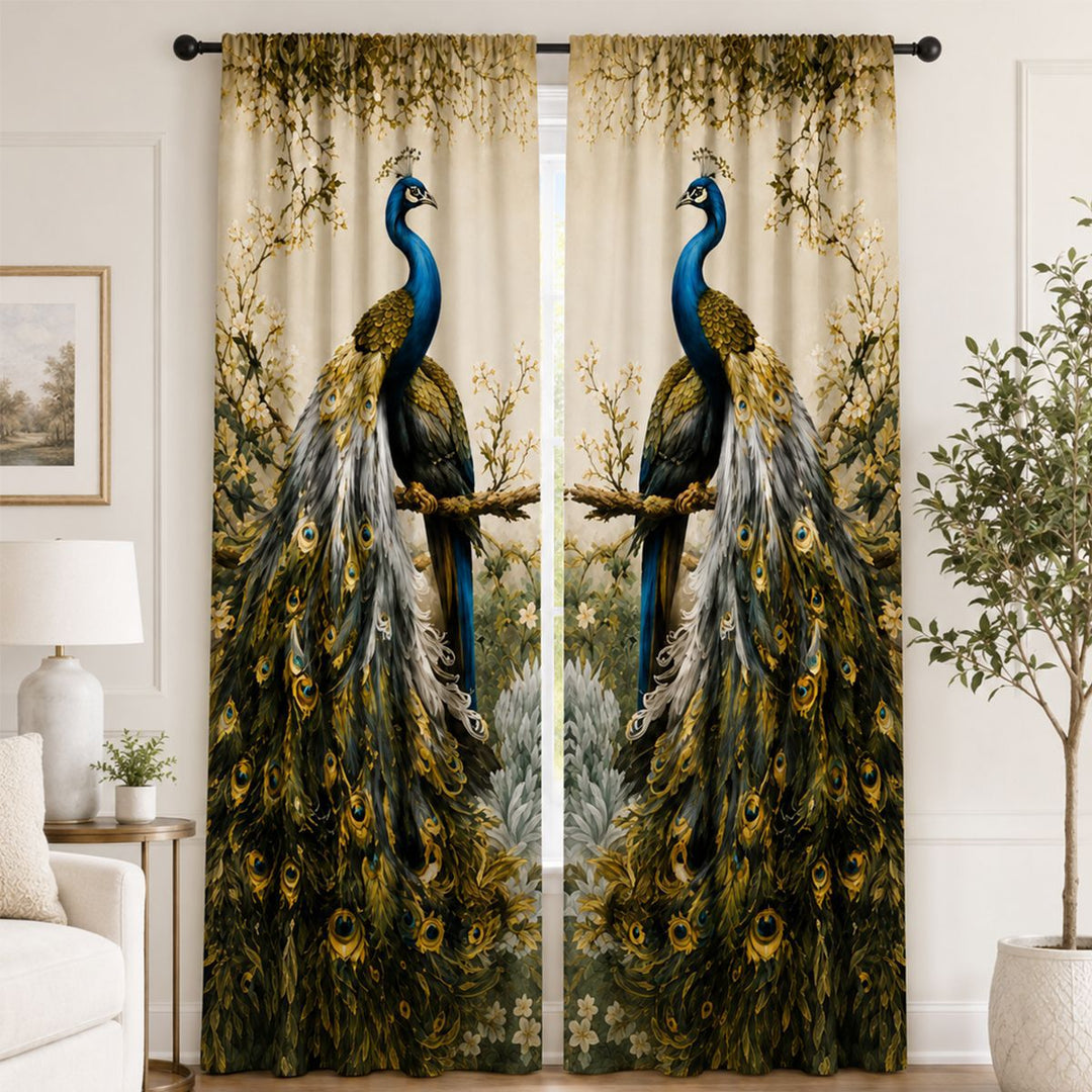 Artistic Floral Print Window Drapes