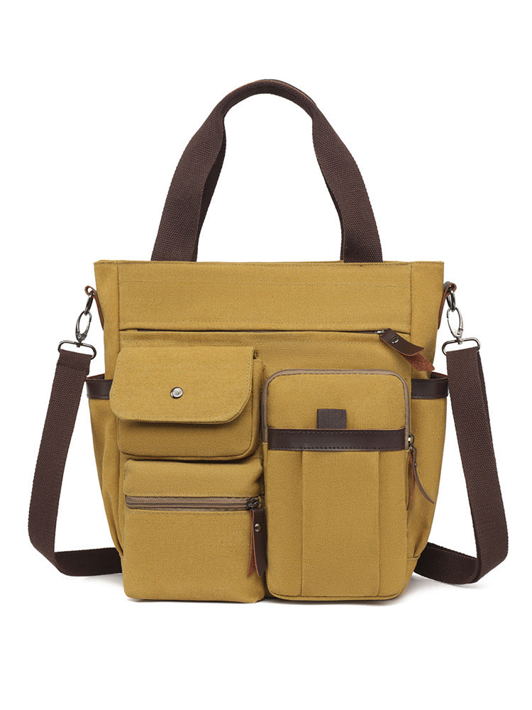 Multi-Pocket Canvas Tote Bag Kalsten