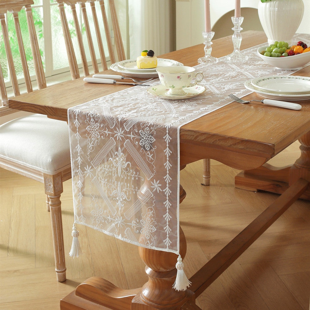 Embroidered Lace Table Runner