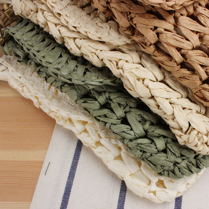 Braided Natural Material Handbag with Playful Fringes Kalsten
