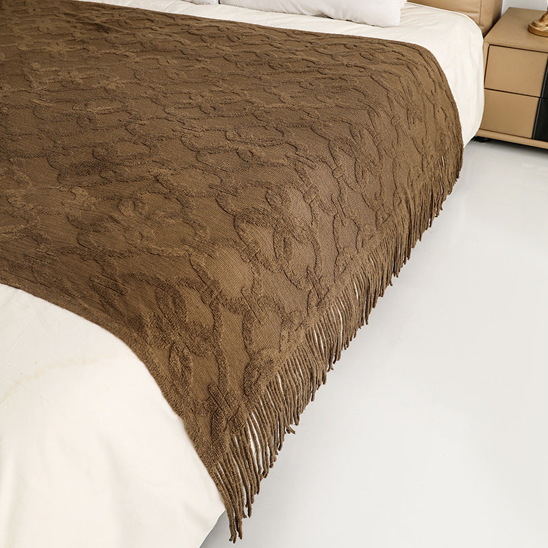 Textured Fringe Throw Blanket