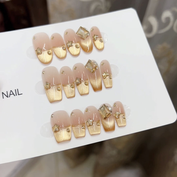 Decorative Press-On Nail Art with Crystal Accents Kalsten