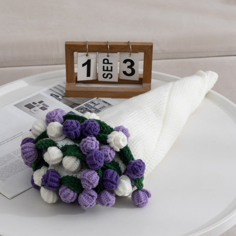 Floral Crochet Rose Bouquet Throw Blanket