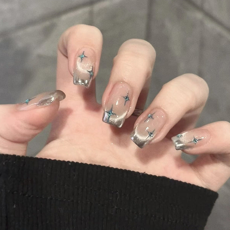 Decorative Press-On Nail Set with Star and Bow Designs Kalsten