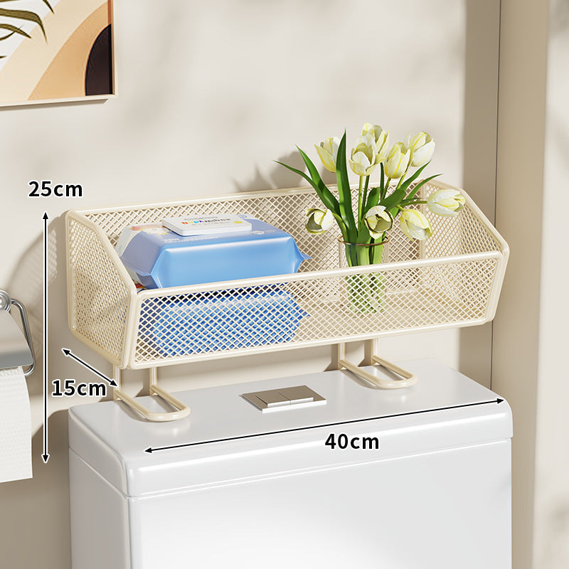 Bathroom Over-Toilet Mesh Organizer Shelf with Elevated Stand and Rust-Resistant Metal
