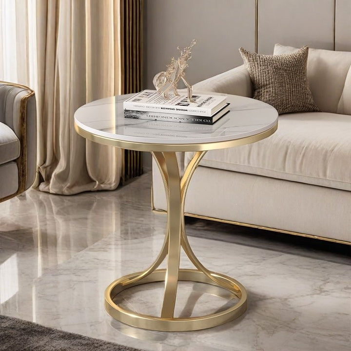 Modern Round Accent Table with Sleek Metal Base Kalsten