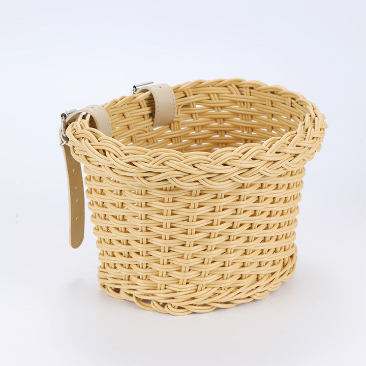 Woven Storage Basket with Vegan Leather Handles Kalsten