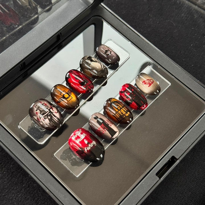 Artistic Coffee-Inspired Press-On Nail Art Set Kalsten