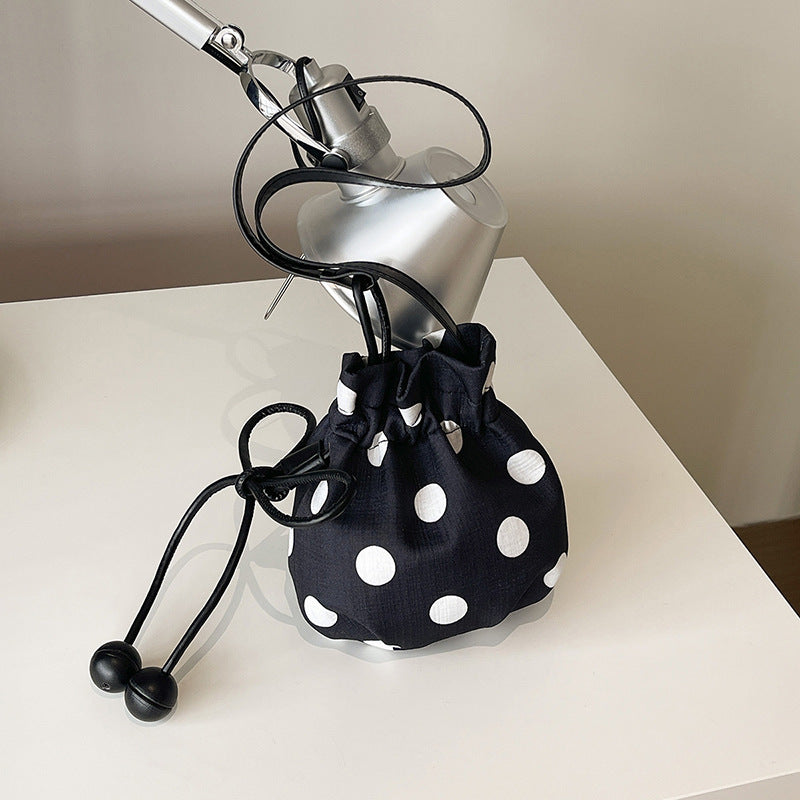Polka Dot Drawstring Bucket Bag