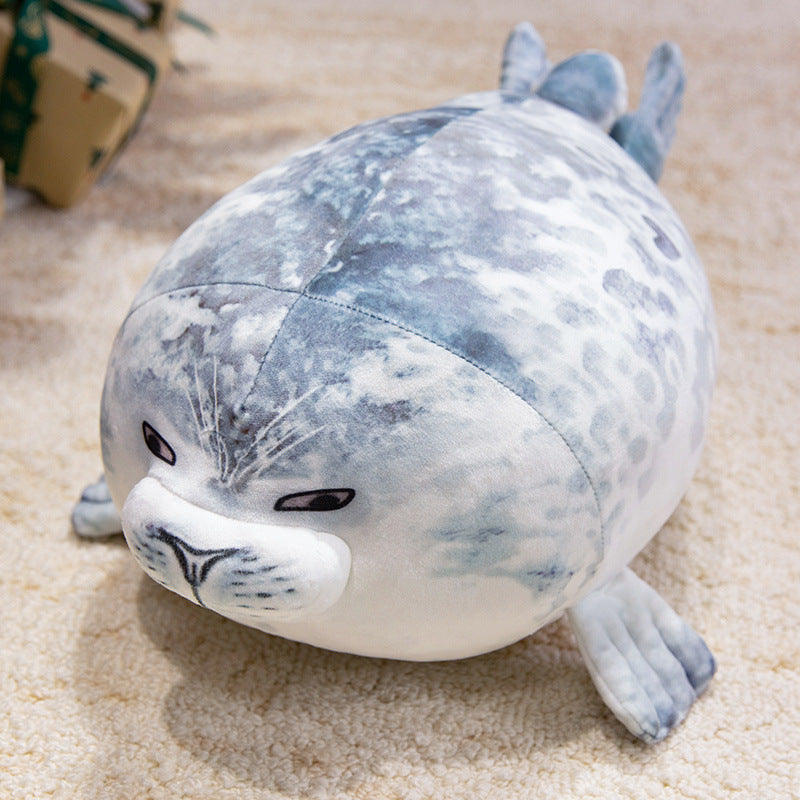 Oversized Round Seal Body Pillow with Weighted Core and Embroidered Anime Face Kalsten