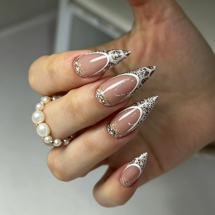 Exquisite artificial nail creation with glitter and unique design Kalsten