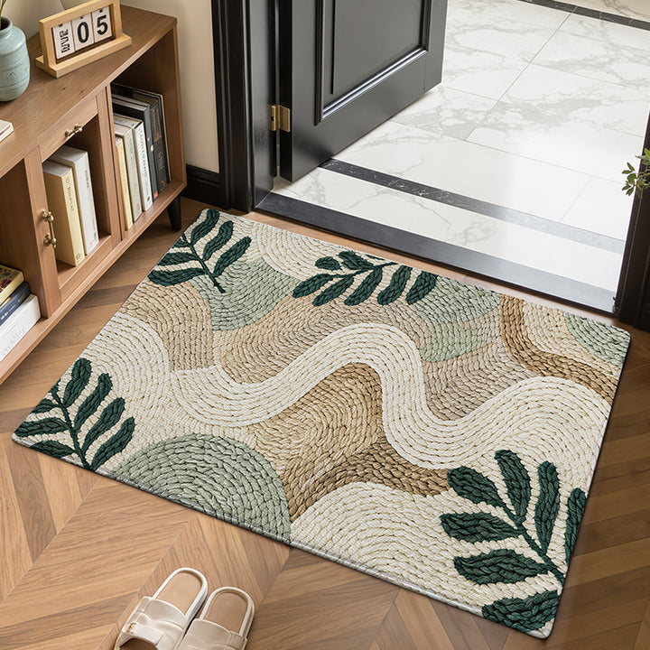 Textured Leaf Print Entrance Mat Kalsten
