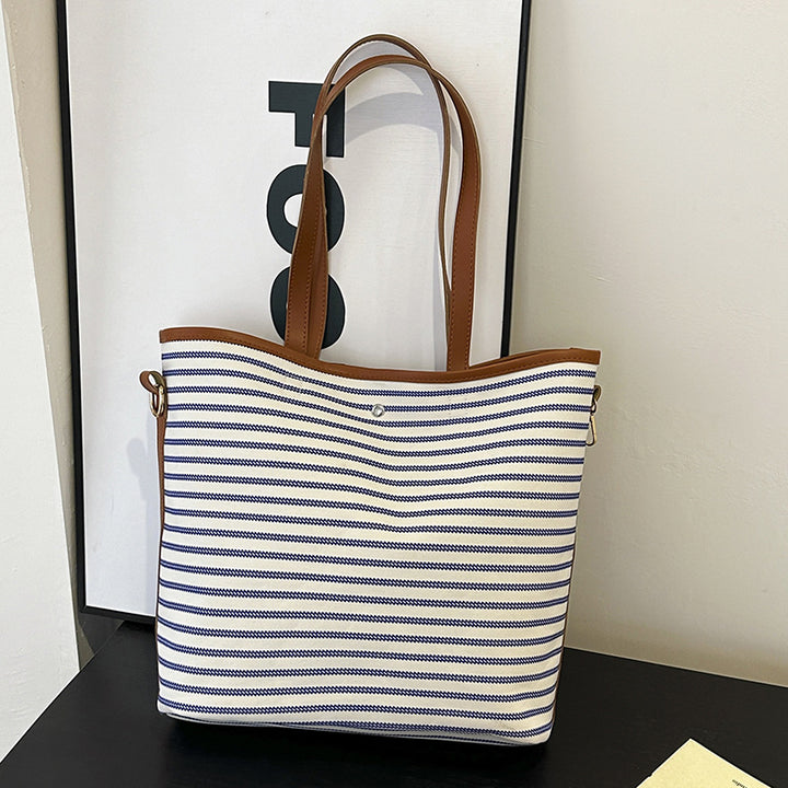 WoStriped Canvas Beach Tote Bag Kalsten