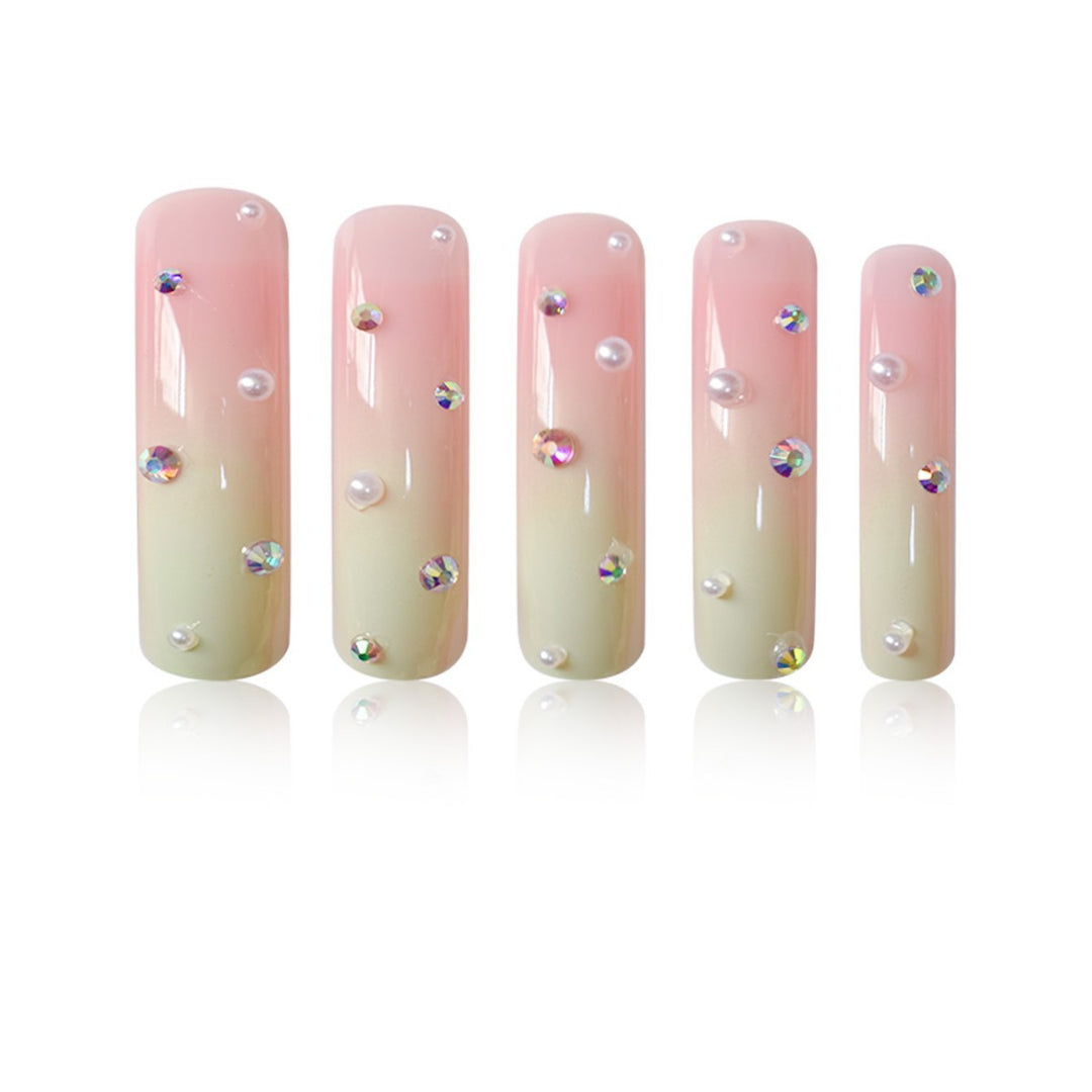 Decorative Long Press-On Nails with Gem Accents Kalsten