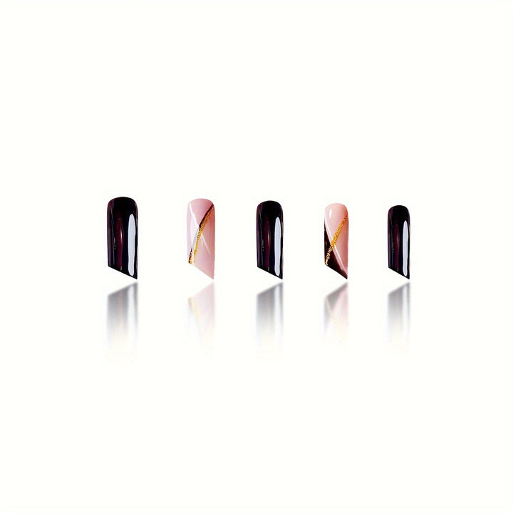 Premium Glossy Coffin Press-On Nails Kalsten