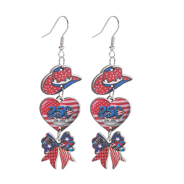 Women take statement earrings with cowboy hat heart and bow pendant Kalsten