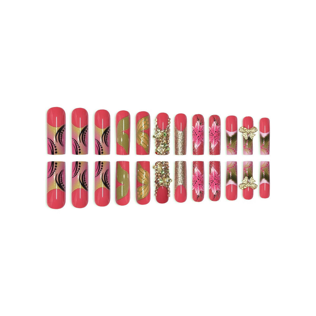 Artistic Floral Press-On Nail Set Kalsten