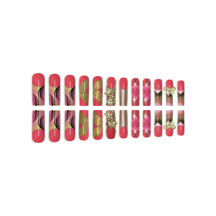 Artistic Floral Press-On Nail Set Kalsten